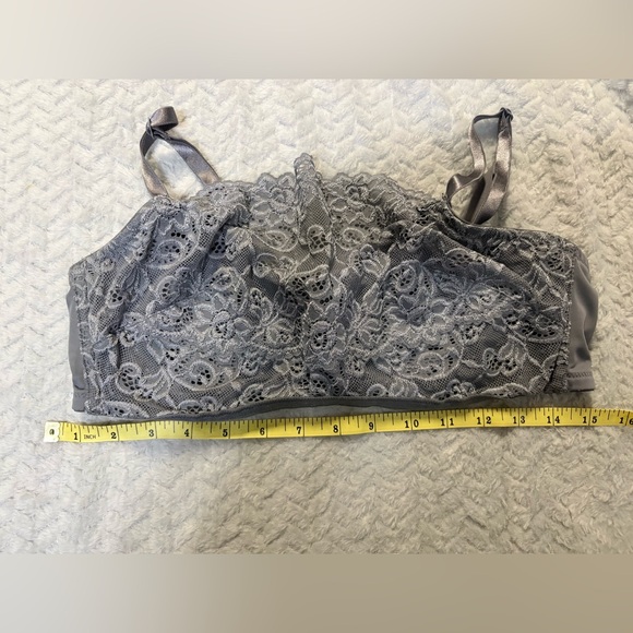 Olga Pretty Lace Cami Bra 38D Gray Floral Lace Full Coverage Underwire Softcore - Picture 3 of 7